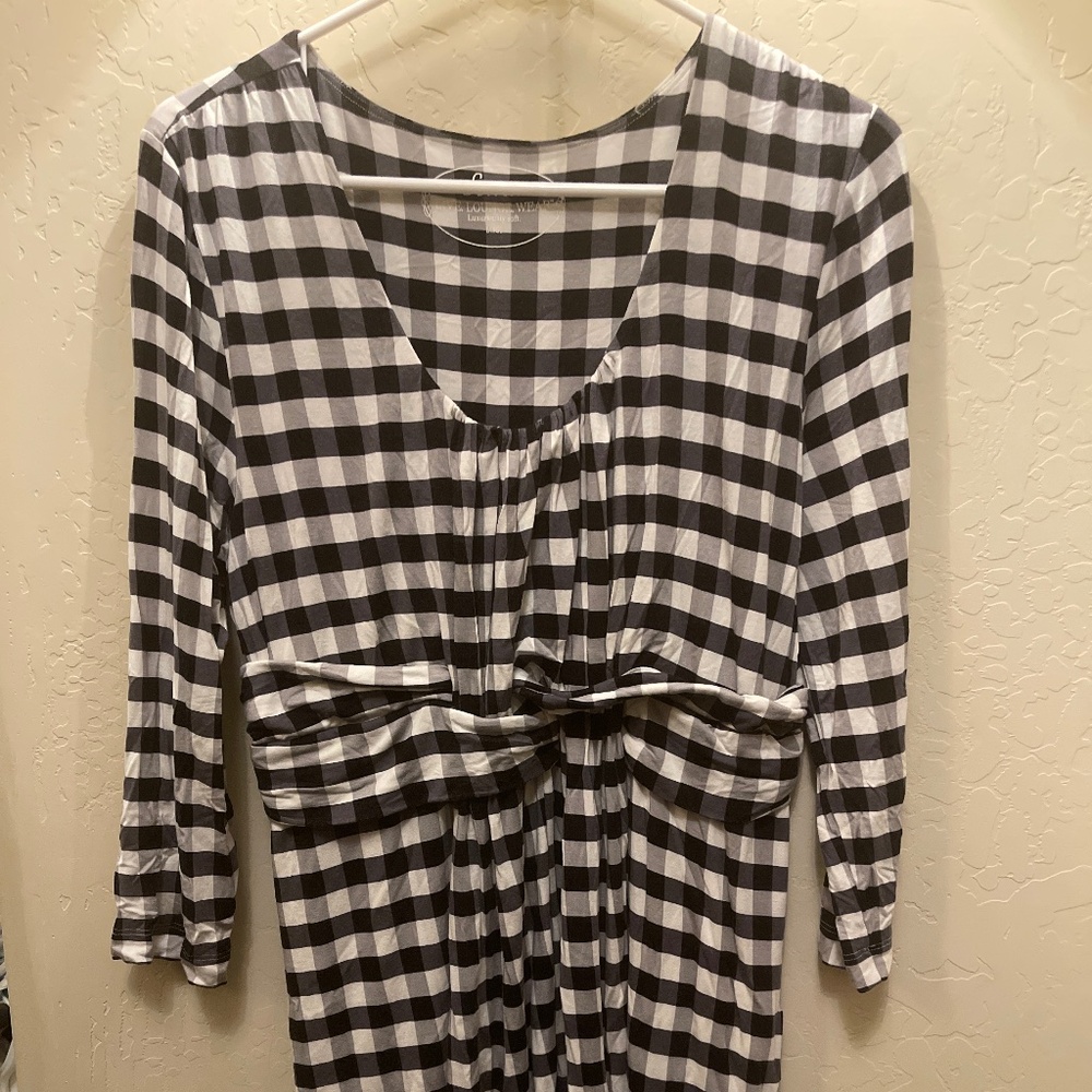 Soma, Large, black and white gingham long sleeve dress, EXCELLENT condition